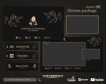 Floral Stream Overlay Rose Gold - Animated & Static Version | Floral Rose Gold Twitch Pack