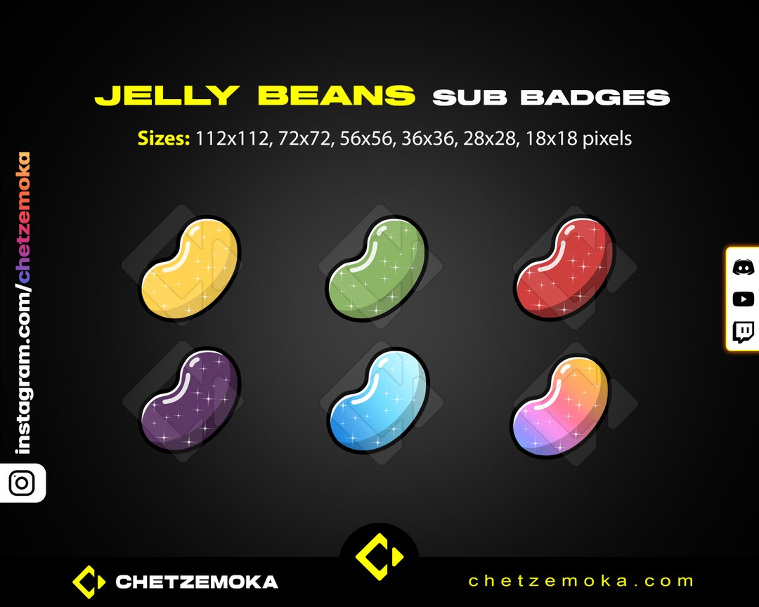 Jelly Beans Sub Badges 6x Twitch Sub Badges Jelly Beans Emotes Twitch