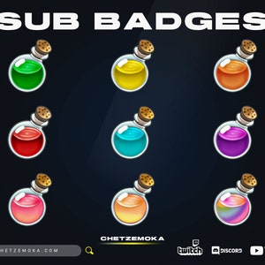 Twitch Potions Sub Badges | 9 Potion Bottles | Fantasy | Magic Cheer Bit  | Streamer