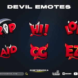 Teufel Twitch Emotes - EZ/GG/Raid/Rip/Lol/HI für Twitch / Youtube / Discord | Statisch