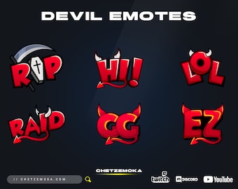 Devil Twitch Emotes - EZ/GG/Raid/Rip/Lol/HI for Twitch / Youtube / Discord | Static