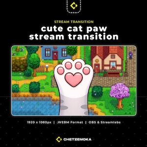 Animierter Katzenpfoten Stachel Übergang für OBS, Streamlabs (WebM) - Twitch, Kick, Youtube