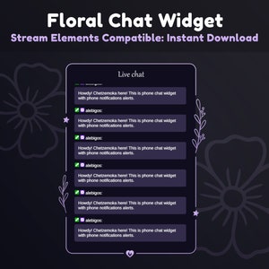 Twitch Chat Widget Floral: Violet & Lavender, Chat Widget OBS, Floral Chat Widget, Stream Elements Chat Widget