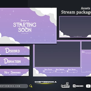 Celestial Stream Overlay Light Violet - Animated & Static Version | Light Celestial Twitch Pack