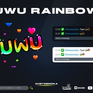 UwU Animated Emote | Text I Rainbow | UwU | Instant Delivery | GIF