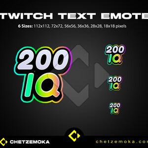 Twitch Text Emote 200 IQ | High Quality Text Emote Twitch | Instant Delivery | Rainbow Theme