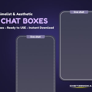 ミニマリスト Twitch チャットボックス オーバーレイ: バイオレット グレー、2 つのテーマ (デジタル ダウンロード)