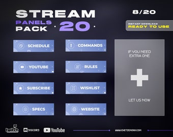 Painéis Twitch Azul Claro: Pacote de Transmissão Limpa (Download Digital)