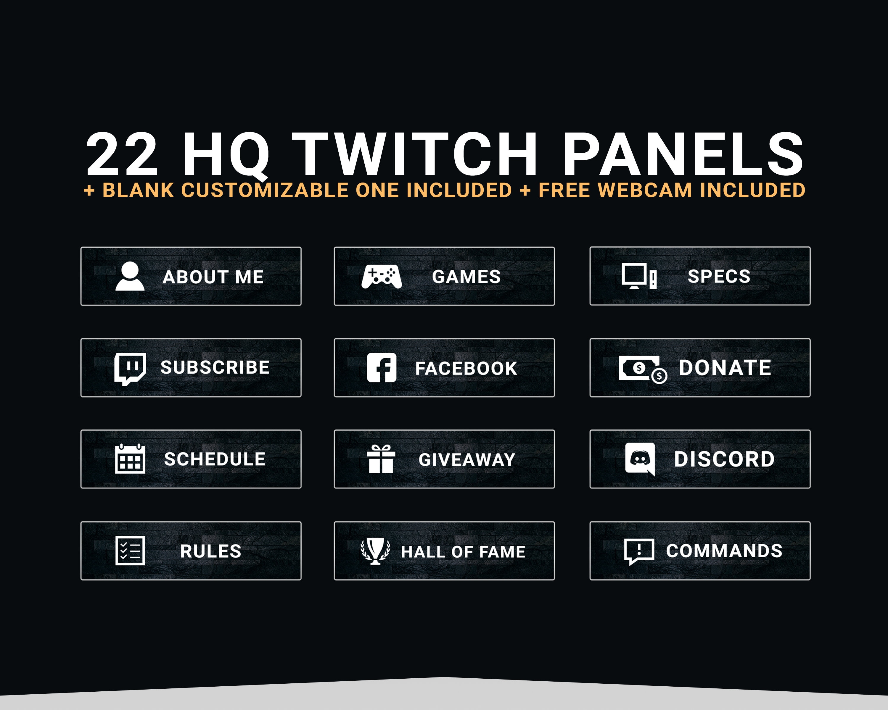 Twitch Panels Dark Theme Bundle of 22 High Quality Twitch Panels FREE