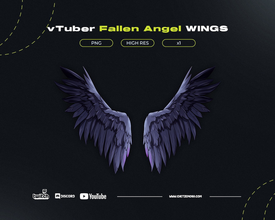 Fallen Wing Vector Vtuber Fallen Angel Wings | Vtuber Asset | Stream Decoration | Both ...