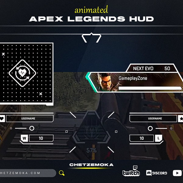 Apex Legends Overlay HUD | White Animated Map Cover/Blocker | Label Bars, Wins & Loss Counter | Twitch