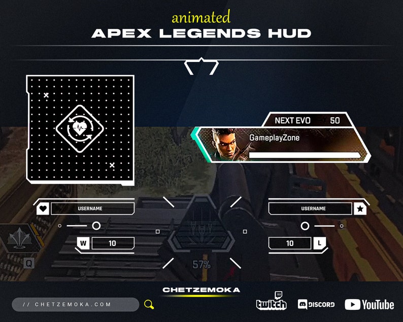 Apex Legends Overlay HUD White Animated Map Cover/blocker Label Bars