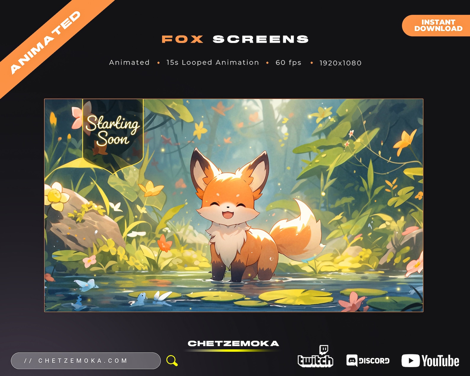 Fox Twitch Screens: Animated Vtuber Stream Backgrounds (PNG & Webm) - Etsy