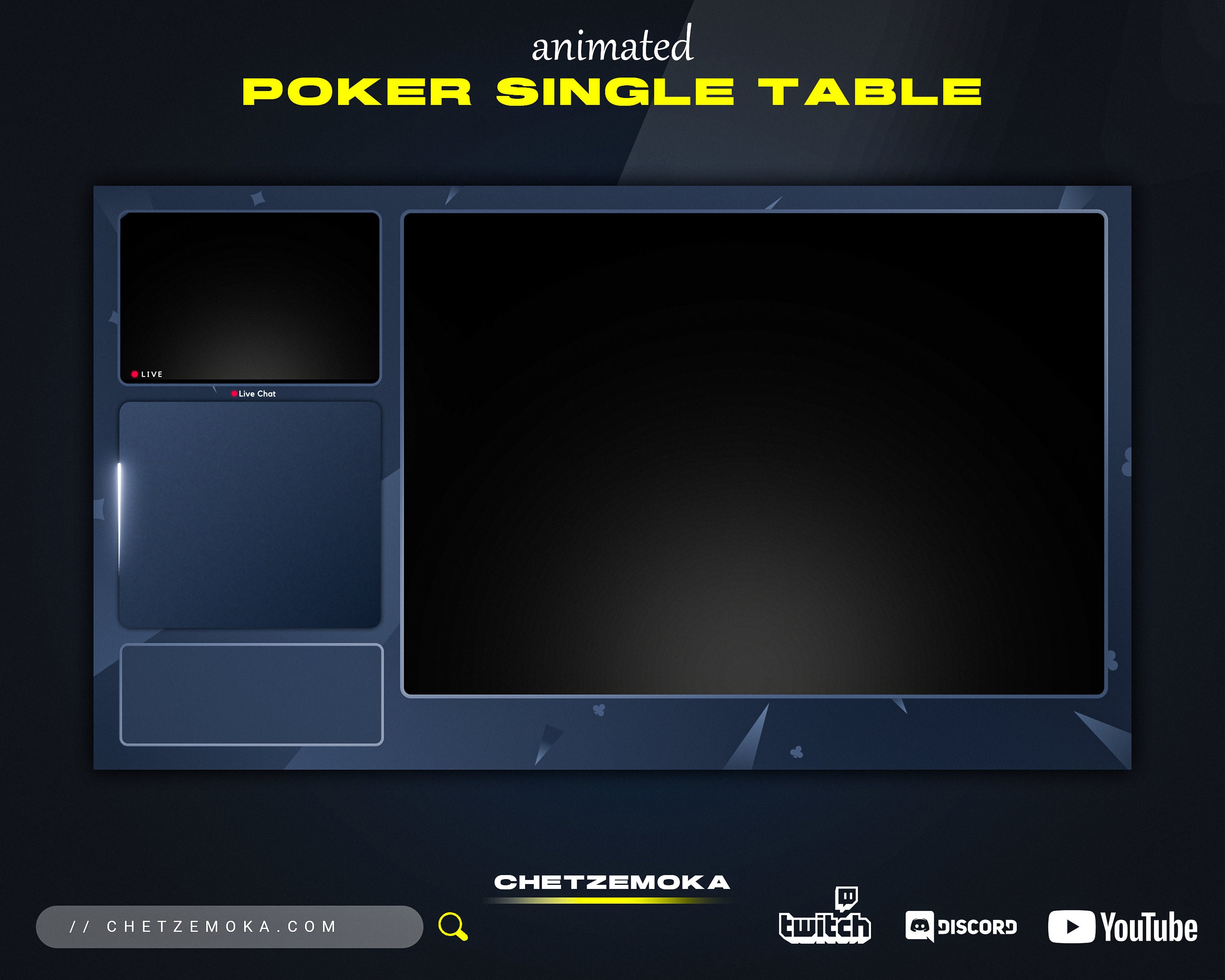 Twitch Poker Overlay Animated & Static Version 4 Scenes 2 Starting and