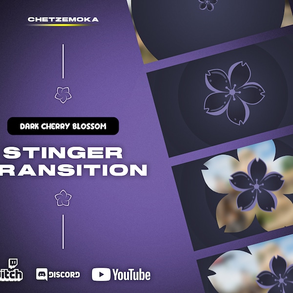 Dark Cherry Blossom Stinger Transition | Animated Stinger Transition | Dark Sakura Flower | Twitch Stream