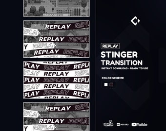 Black & White Replay Stinger Transition: Animated Twitch Stream (Webm)