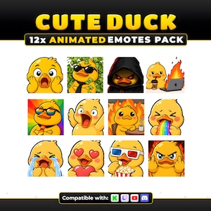 Enten-Emotes-Paket für Twitch, Kick, Discord, YouTube (GIFs & PNGs)