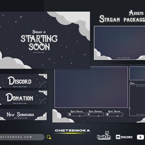 Celestial Stream Overlay Night Sky - Animated & Static Version | Night Sky Celestial Twitch Pack