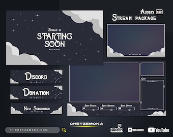 Celestial Stream Overlay Night Sky - Animated & Static Version | Night Sky Celestial Twitch Pack
