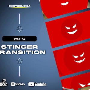 Evil Stinger Transition White & Red | Twitch Animated Stinger Transition | Stream Transition | Evil Face