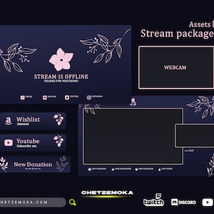 Floral Stream Overlay Pink & Navy Blue - Animated and Static Version | Exclusive Version