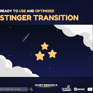 Celestial Stinger Transition | Blue Sky Animated Stinger Transition | Stream Transition | Navy Blue & Gold