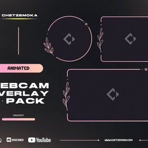 ANIMATED Floral Webcam Overlay | 5 Sizes | Twitch Peach Gradient Borders | Instant Download