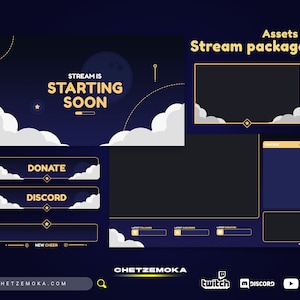 Twitch Overlay Celestial "Starry Sky" - Animated Stream Package | Celestial Stream Overlay