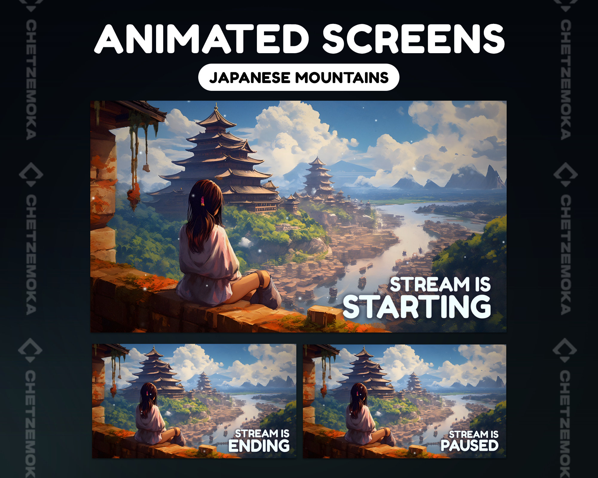 Japanese Girl Stream Screens | Japanese Stream Screens for Streamers | Vtuber | Stream Starting | Be Right Back | Stream Ending | Offline