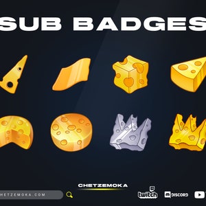 Twitch Cheese Sub Badges | 8 Badges | Crown - Twitch - Discord - YouTube