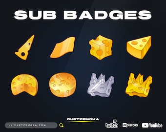 Twitch チーズ サブバッジ | 8 バッジ | クラウン - Twitch - Discord - YouTube