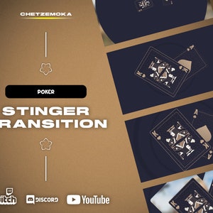Transition Poker Stinger | Cartes de poker animées | Fond sombre |  Flux Twitch