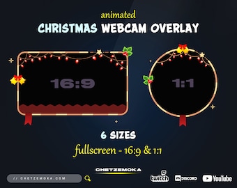 Animated Christmas Webcam Overlay: 6 Sizes (webm, Digital Download)