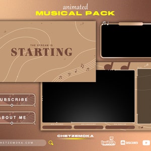 Musical Stream Overlay Light - 3 Animated & Static Version | Music Note Twitch Pack | Vtuber Scene