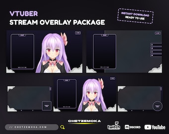 VTuber Stream Overlay Purple | Vtuber Overlay | Celestial Stream Package | Twitch Overlay Purple Dark Theme