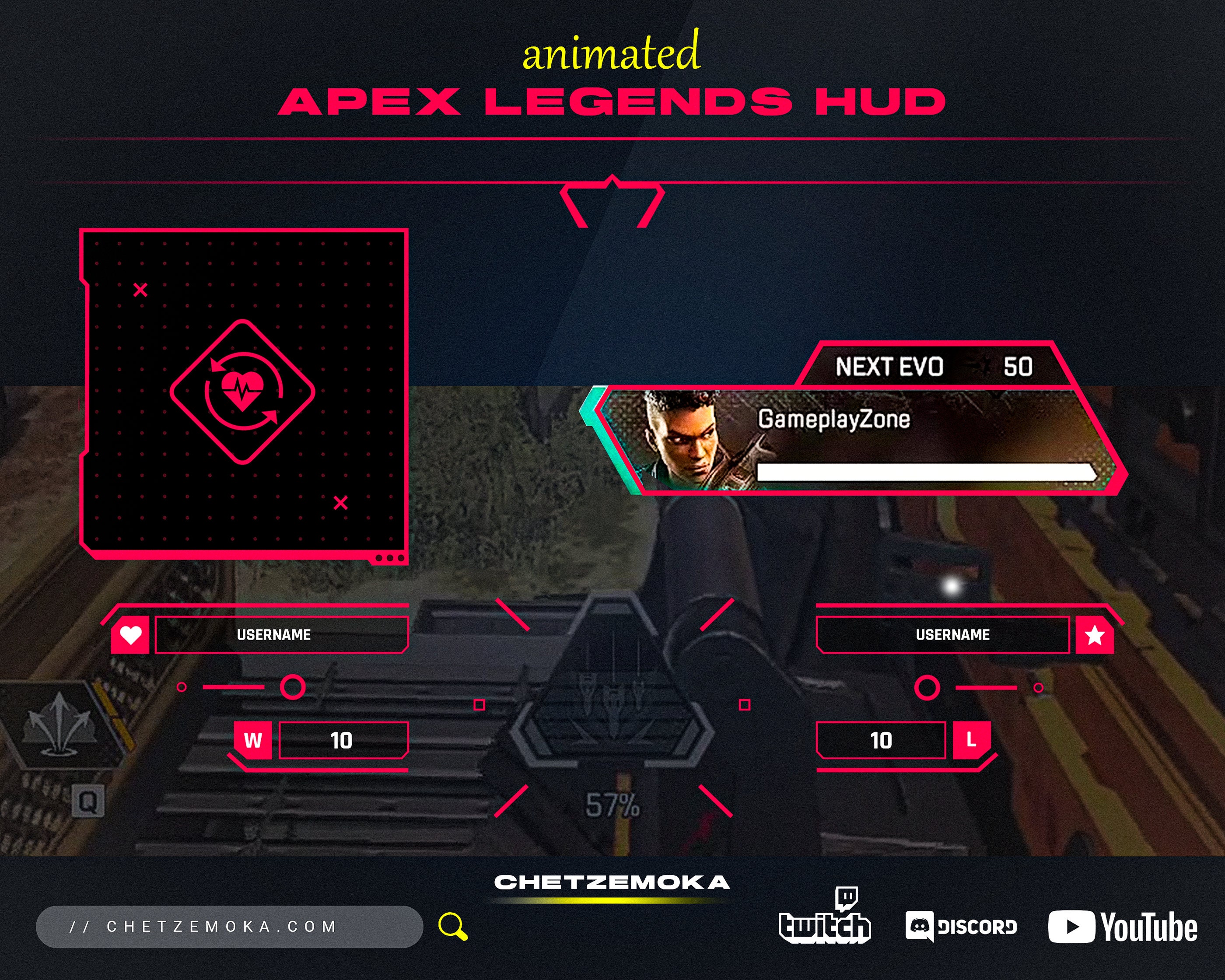 Apex Legends Overlay HUD Red Animated Map Cover/blocker Label Bars