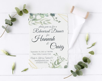 REHEARSAL DINNER INVITATION Template, Eucalyptus Collection, Wedding Invite, Printable, Templett Instant Download, Editable