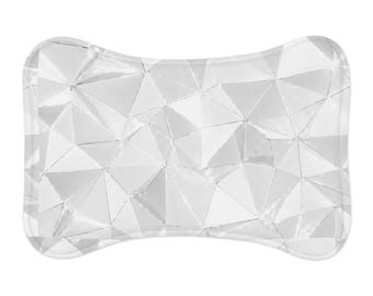 Tapete para comedero de mascotas con estampado geométrico de cristales blancos / Tapete antideslizante para comedero