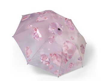 Pink Diamond Umbrella Semi-Automatic Foldable Umbrella | Rain Sun Protection