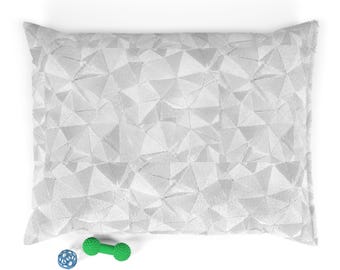 Cuccia per animali domestici con motivo a triangoli geometrici / Cuscino in peluche per cani e gatti