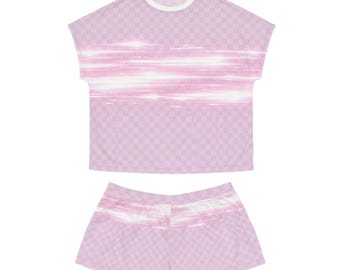 Pink Pastel Cloud Stripe Pajama Set