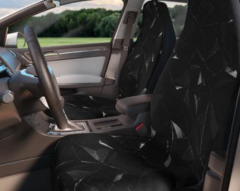Black Geometric Seat Covers | Polyester Universal Auto Seat Protector