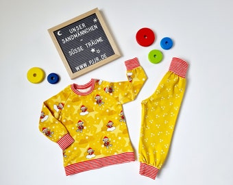 Jersey pajamas, long pajamas, yellow sandman, various sizes