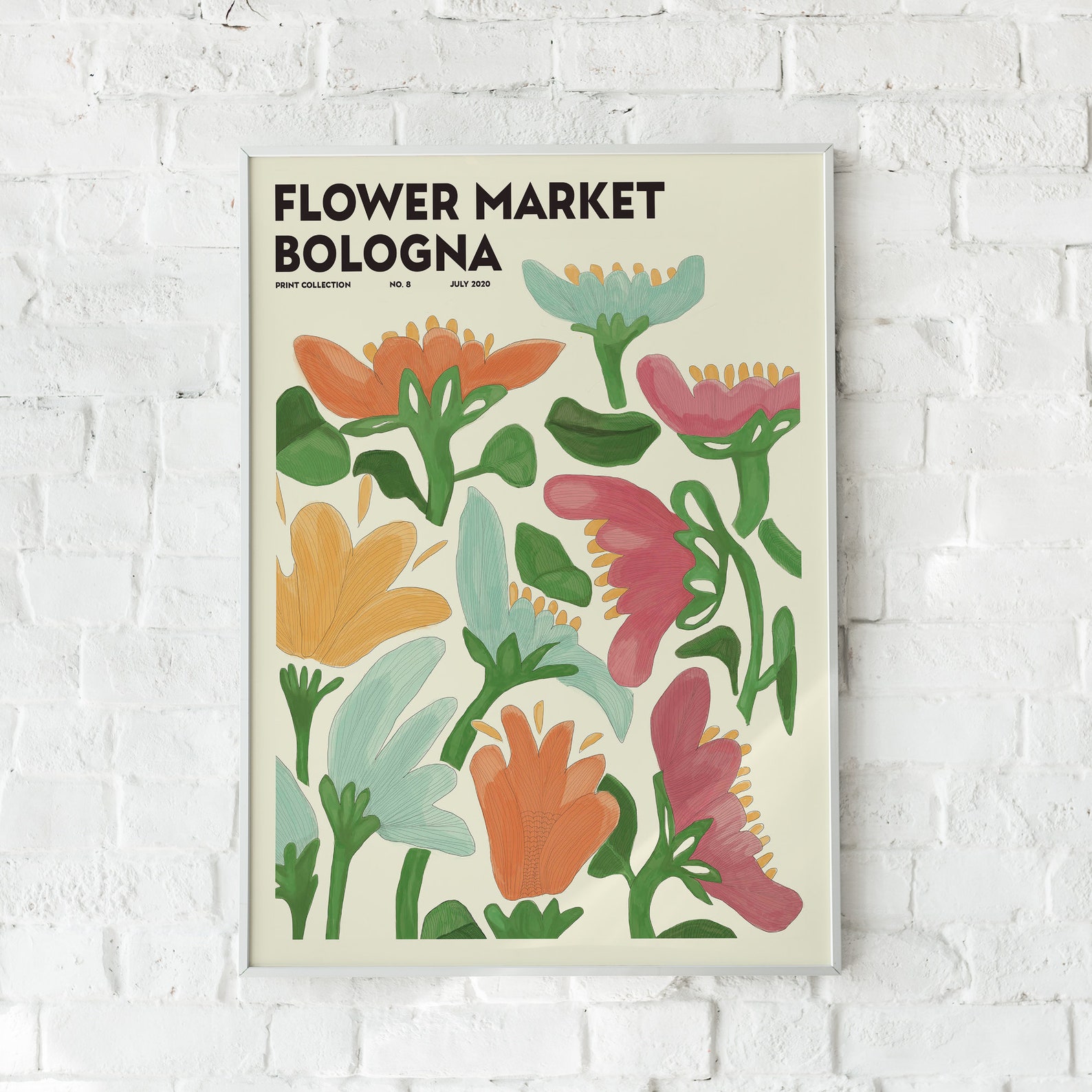 Bologna Flower Market Poster Abstract Art Print Modern Home Etsy