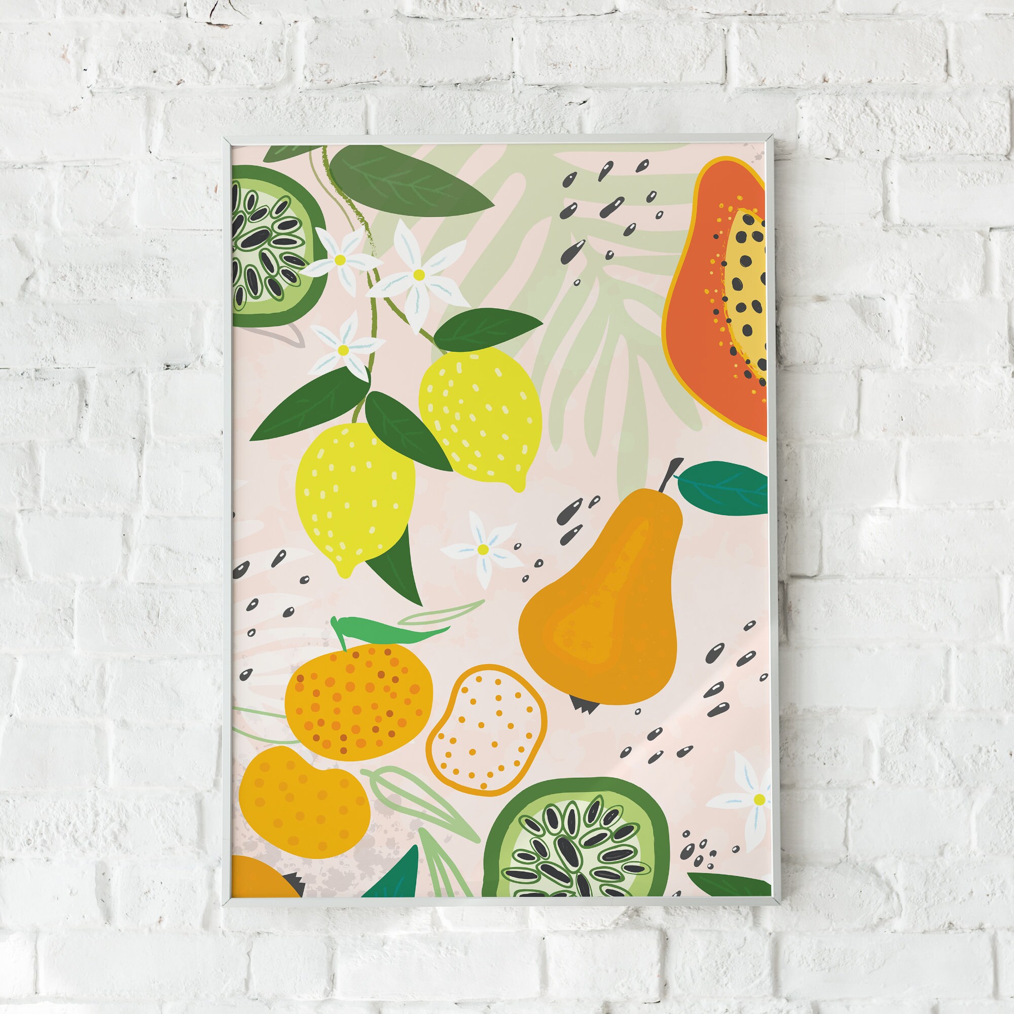 Abstract Poster Wall Art Fruits Poster Print Minimalist Home Etsy