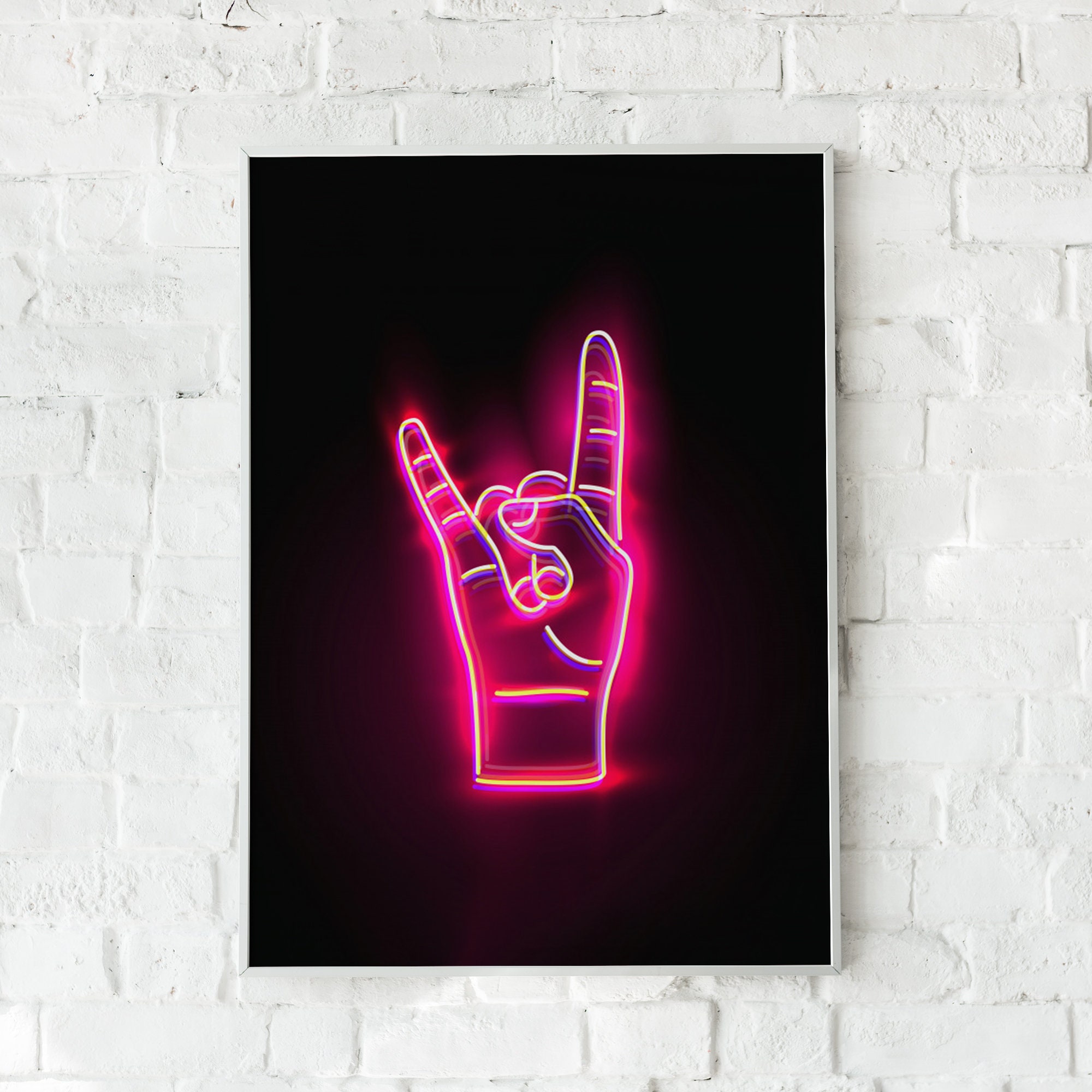 Neon Sign Poster Wall Art Rock N Roll Art Print Retro Wall Etsy UK