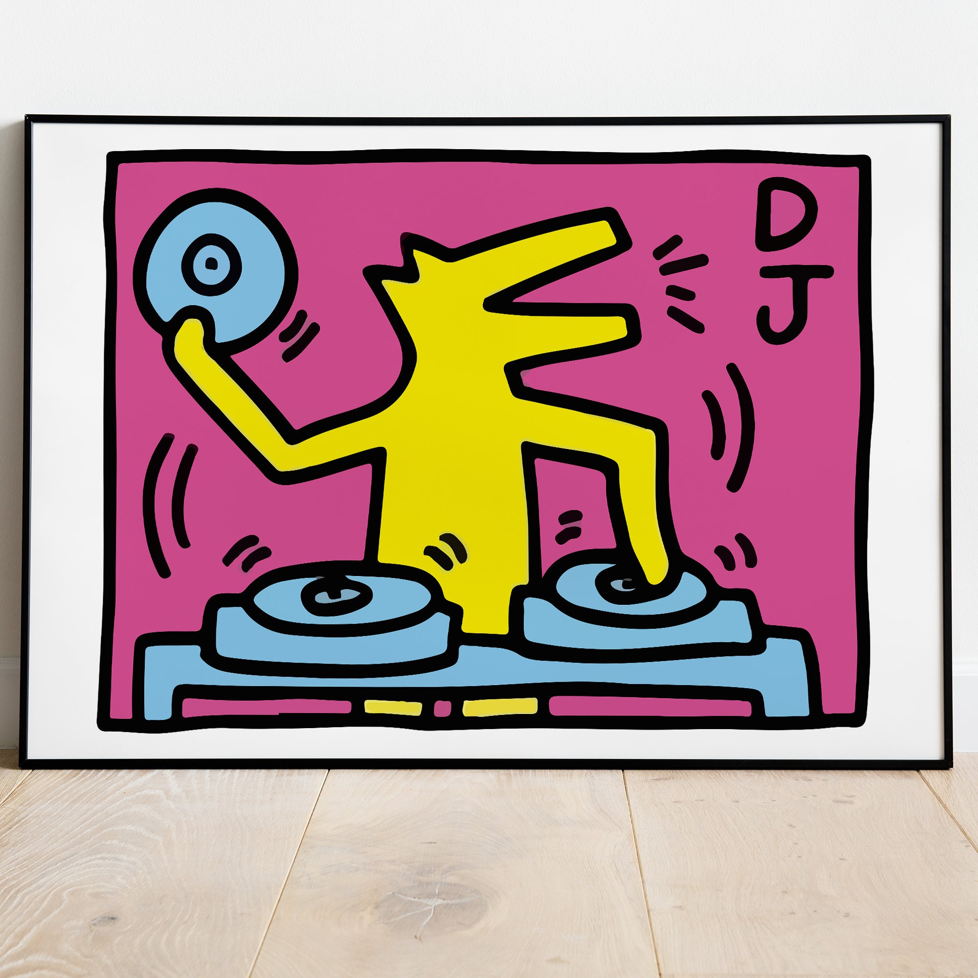 Keith Haring Poster Wandkunst DJ Hund Pop Art Print Graffiti Etsy
