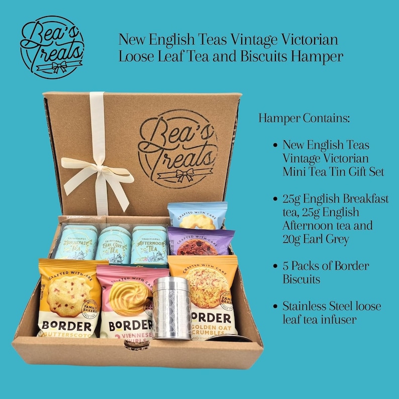 Quirky Stocking Stuffers, Traditional English Tea and Biscuits Hamper © BeasTreats | etsy.com