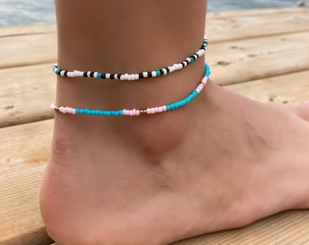 Tobillera de cuentas / Pulsera de tobillo / Tobillera de playa / Tobillera hecha a mano / Joyería bohemia / Tobillera de cuentas / Joyería de playa / Tobillera de verano
