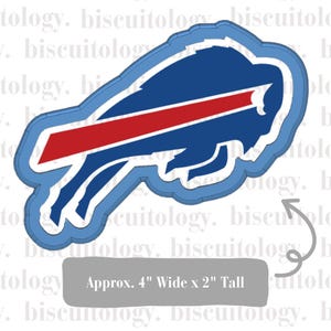 May include: Blue and red buffalo silhouette cookie cutter.  Approx. 4 inches wide by 2 inches tall.